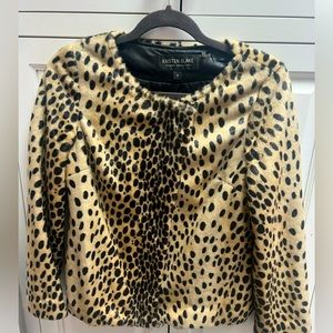Kristen Blake Leopard fur jacket